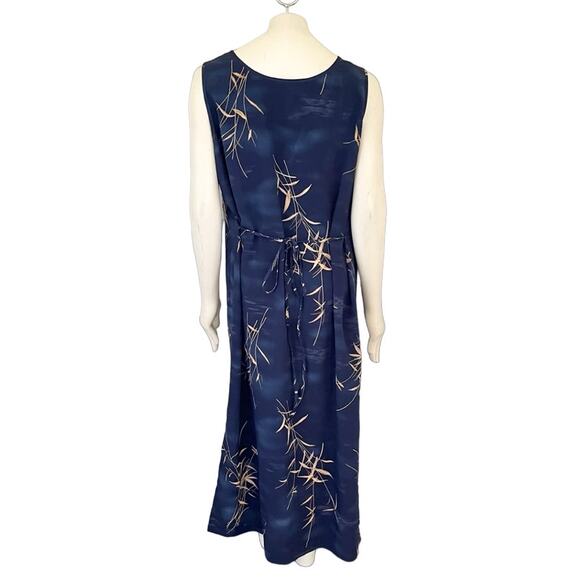 VTG 90s MAGGIE MCNAUGHTON Lightweight Tie Back Summer Maxi Dress in Blue SZ 2X - Picture 6 of 9
